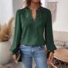 Damenmode, lässig, Frühling, Herbst, einfarbig, bedruckt, langärmelig, V-Ausschnitt, Blusen & Hemden