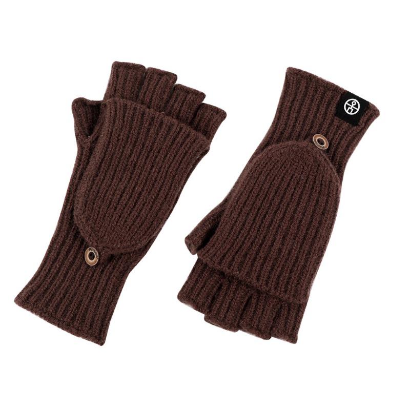 Knitted Flip Gloves Winter Warm Half-finger Gloves Student Writing Thickened Cold-proof Wool Finger Gloves