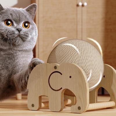 Cat Scratcher Toy Natural Sisal Scratching Ball with Wooden Base Interactive Play