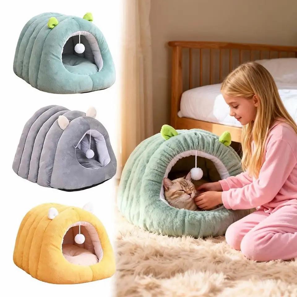 3D Pumpkin Pet House Semi-Enclosed Removable Bottom Non-Slip Soft Pp Cotton Warm Cat Villa Autumn And Winter Small Dog Kennel