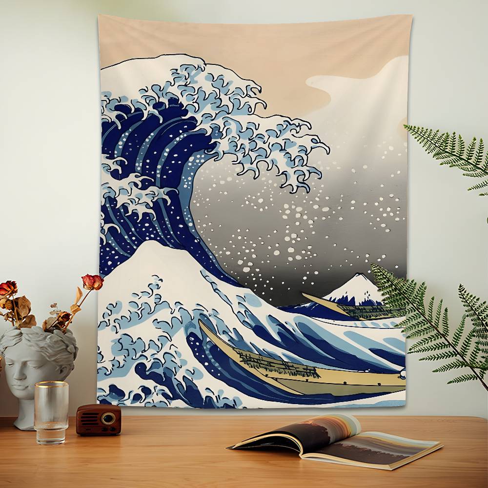 Druck Die große Welle vor Kanagawa Wandteppich Hängend Schlafsaalzimmer Tagesdecke Decke Kinderzimmer Party Heimdekoration Geschenk