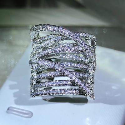 Micro Encrusted Diamond Ring Exaggerated Creative Wide Ring