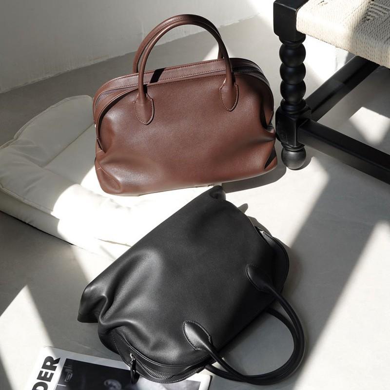 Minimalist Style Protective Ball Bag Inside And Outside Full Leather Armpit Bag Women's Versatile Casual Real Leather Handbag