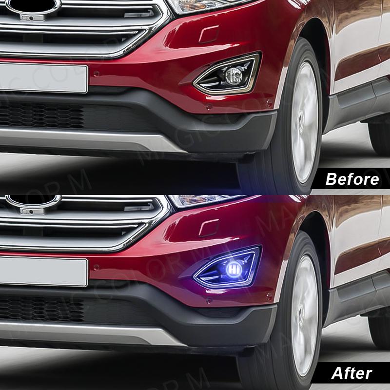 LED Fog Lamps For Ford Edge 2015 2016 2017 2018 DRL Daytime Running Lights Angel Eyes Halogen Auto Headlight Car Accessories 12V