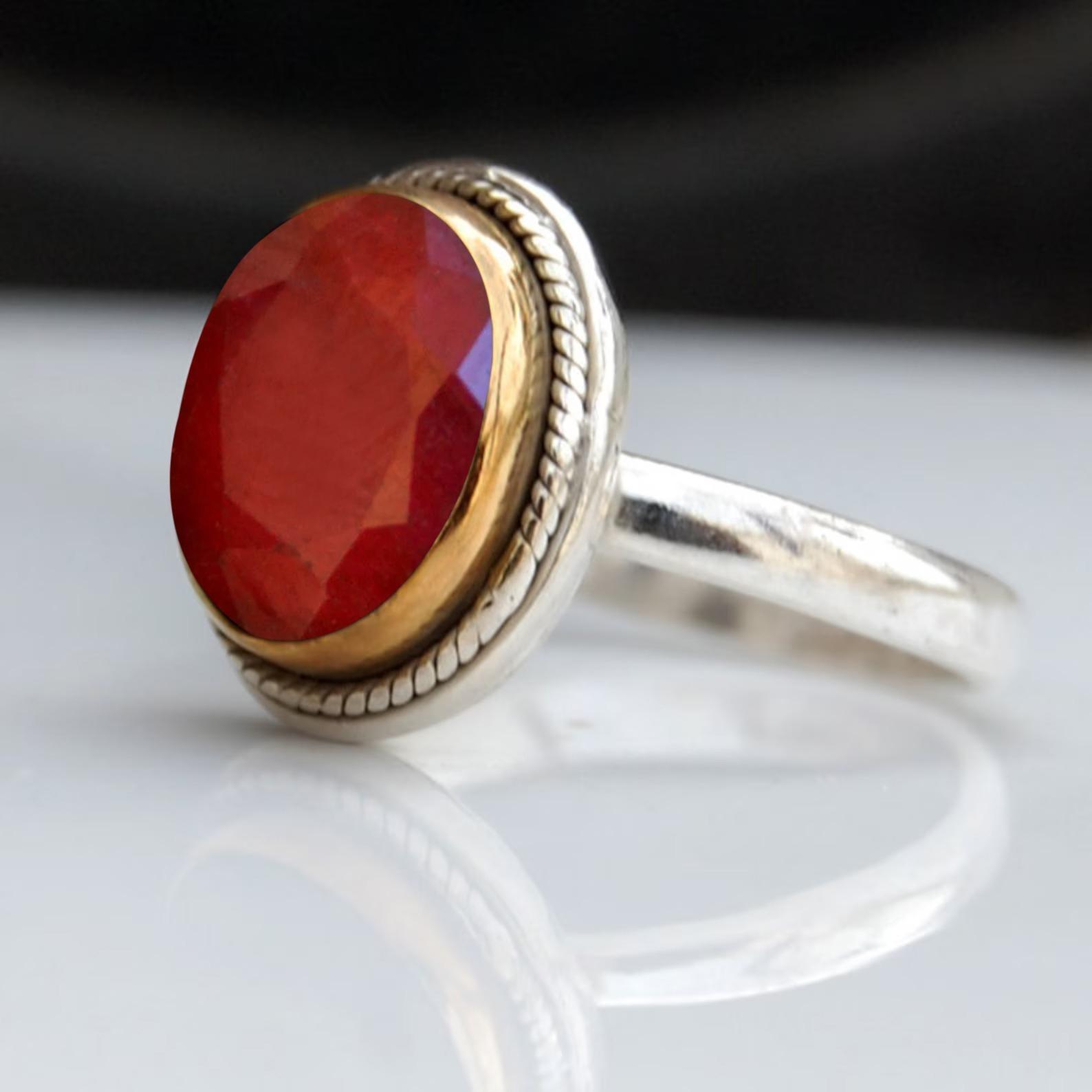 

July Birthstone Geniune Red Ruby Gemstone 925 Sterling Silver Ring Jewelry 10