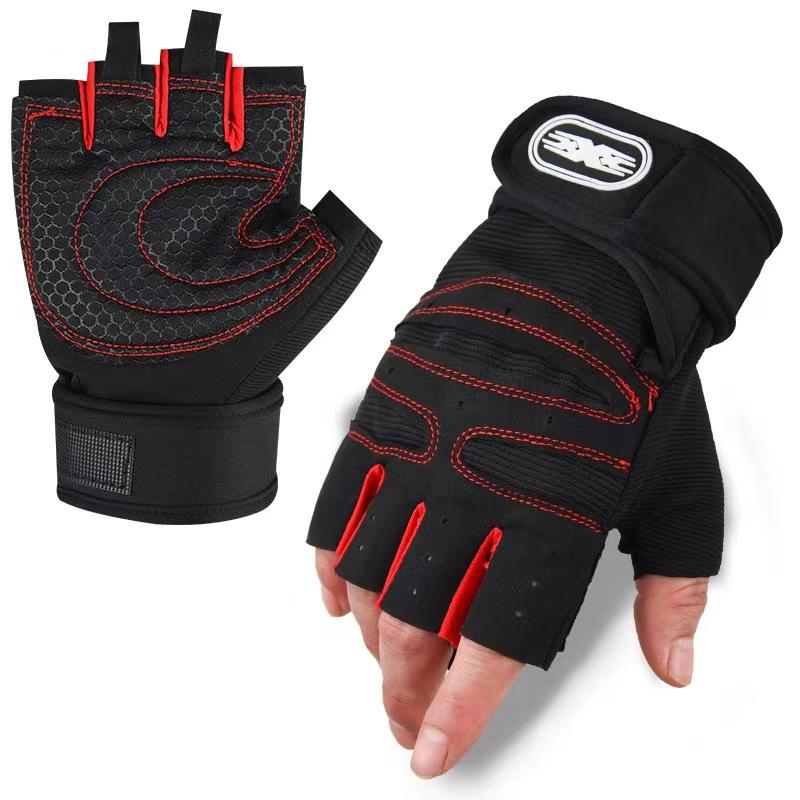 Unisex Non-Slip Fitness Gloves: Half-Finger Design with Wrist Support for Cycling, Barbell, and Training.