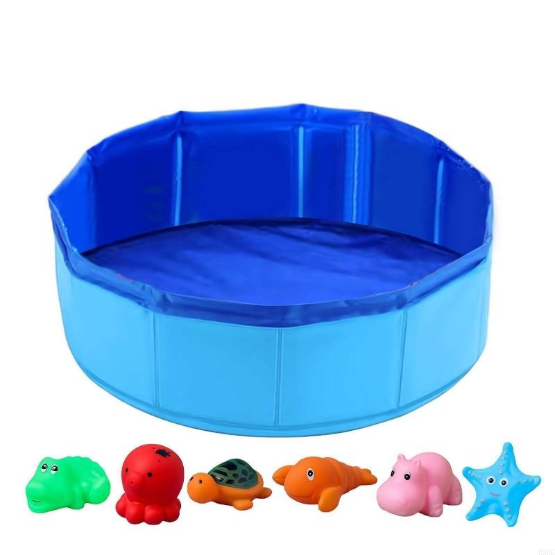Foldable Pet Pool Foldable Water Basin Includes 6 Toy For Dog Cats Travel Use HX6C