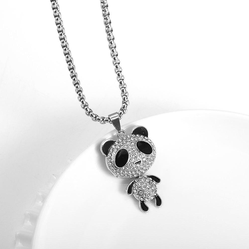 

Ожерелье с подвеской в виде панды - симпатичная хип-хоп парная цепочка для свитера для мужчин и женщин (2022) Panda-Titanium Steel Chain 60CM