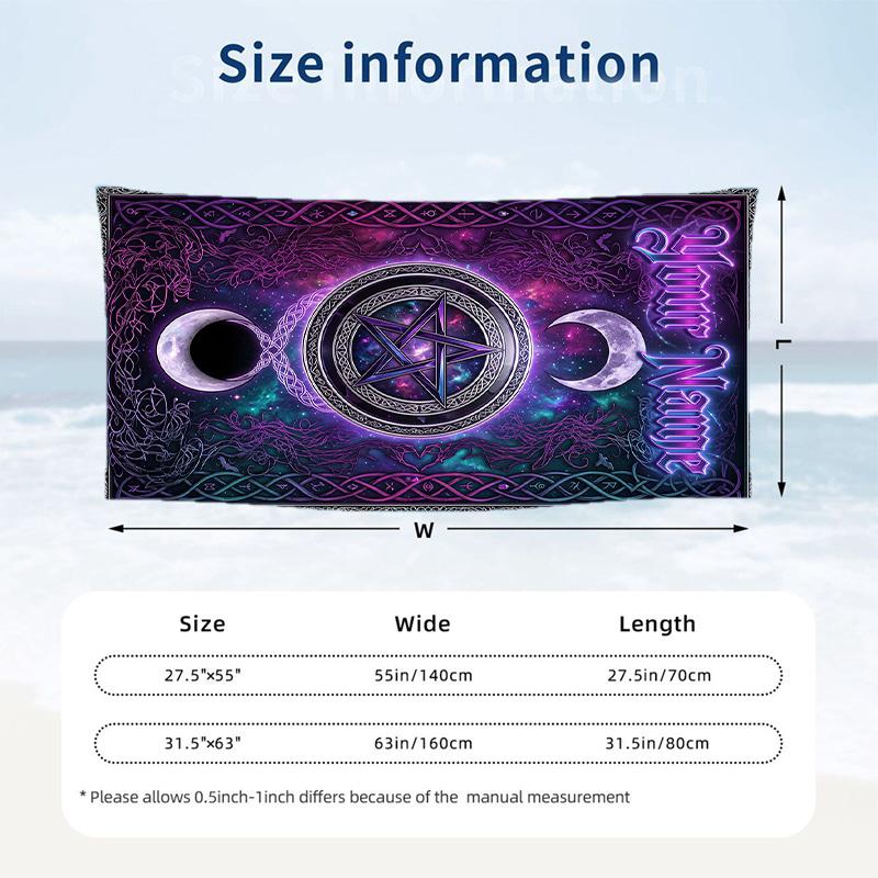 Witchcraft Theme Beach Towel Personalized Custom Name & Text Soft Quick Dry Beach Towel for Swimming Travel
