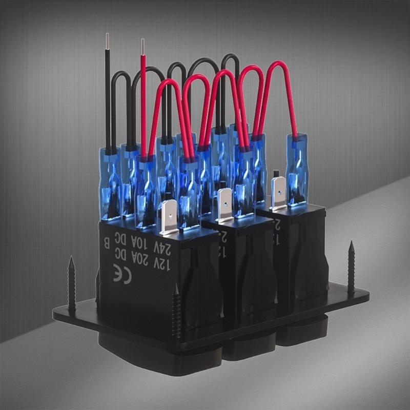 3 Gang Rocker Switches Panel 12V 24V Blue LED Light Toggle Switches LED Light Bar Switches Panel for Marine Automotive