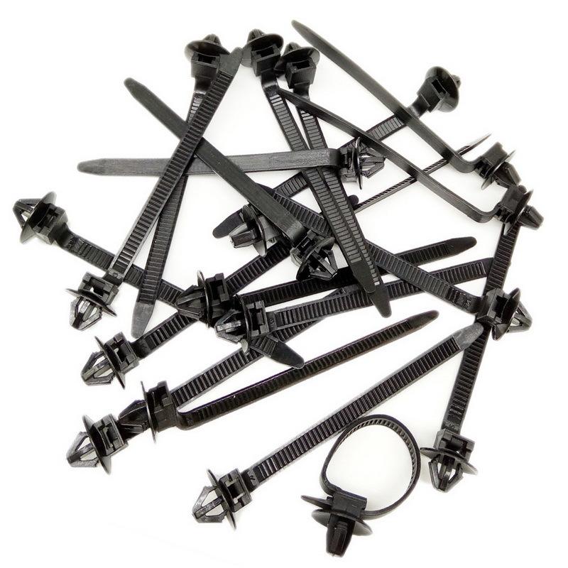 10/20PCS Car Nylon Black Cable Ties Push Mount Wire Harness Fastener Cable Clamp Clips Ties Management Car Wire Organizers