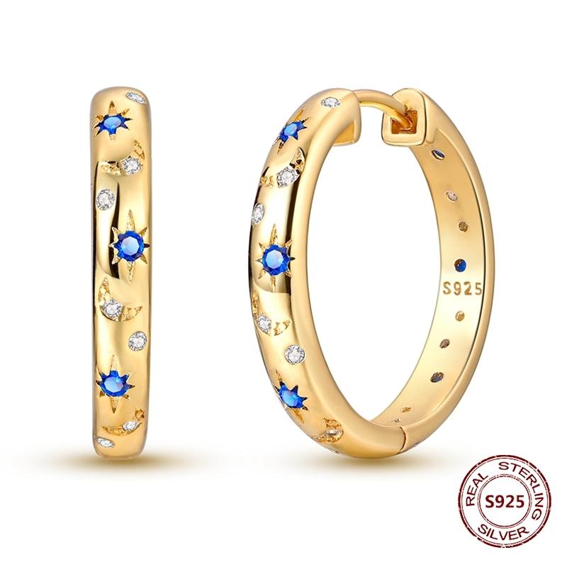 

Серьги-кольца Звезда Луна Солнце из стерлингового серебра 925 пробы Оригинальные Сияющие Цирконы Кисточки Длинные Серьги Для Женщин Роскошный Цирконовый Подарок