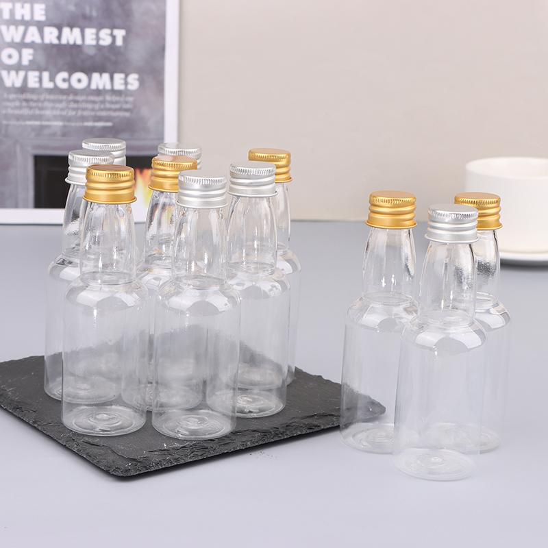 10 Stück 50 ml Mini-klare Haustier-nachfüllbare kleine Weinflaschen für Party, Hochzeit, Schnapsflaschen mit auslaufsicherem Schraubdeckel