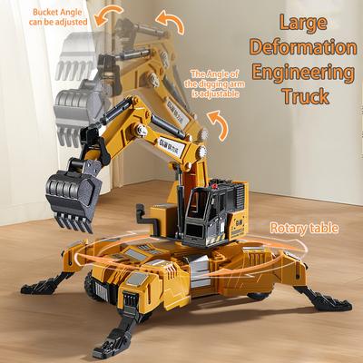 Engineering Inertial Vehicle Transformable Crane Excavator Toy Vehicle Car Tractor Model Diecast Alloy+Plastic for Children Gift