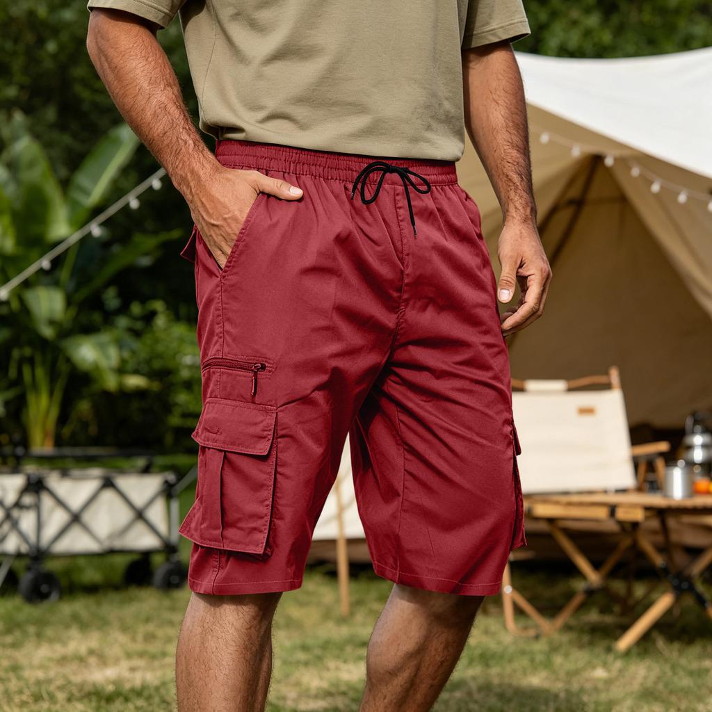 Men's Casual Loose Fit Cargo Shorts with Multiple Pockets, Lightweight Cotton Work Shorts for Summer Outdoor Hiking Activities