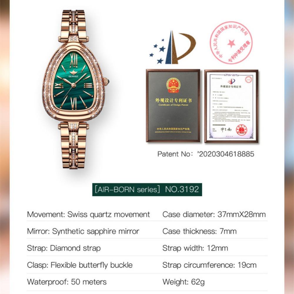 OUPINKE Montre pour femme de marque Tide avec cadran serpentin incrusté de diamants Montre à quartz étanche haut de gamme de grande valeur