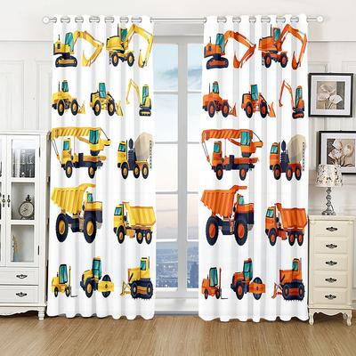3D Cartoon Tractor Truck Excavator Bulldozer Child Curtains Blinds for Boys Room Kitchen Windows Decor Curtains 2 Panels
