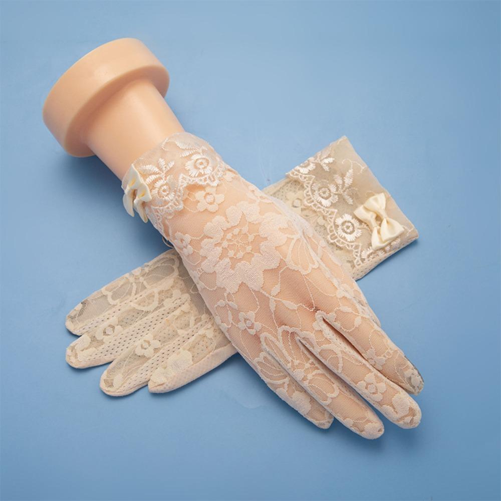 Lace Sunscreen Gloves Anti-Slip Touch Screen Gloves Elegant Ice Silk Glove  Outdoor