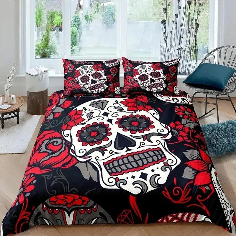 3D Printed Gothic Skull Bedding Set Duvet Cover Bedroom Comforter Covers Single Twin King Size Quilt Cover Home Textile