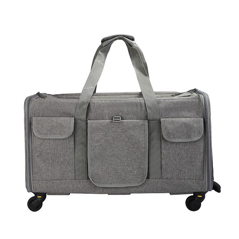 Portable Foldable Pet Trolley Bag: Large Capacity, Breathable Design, Hand-Held for Cats and Large Pets
