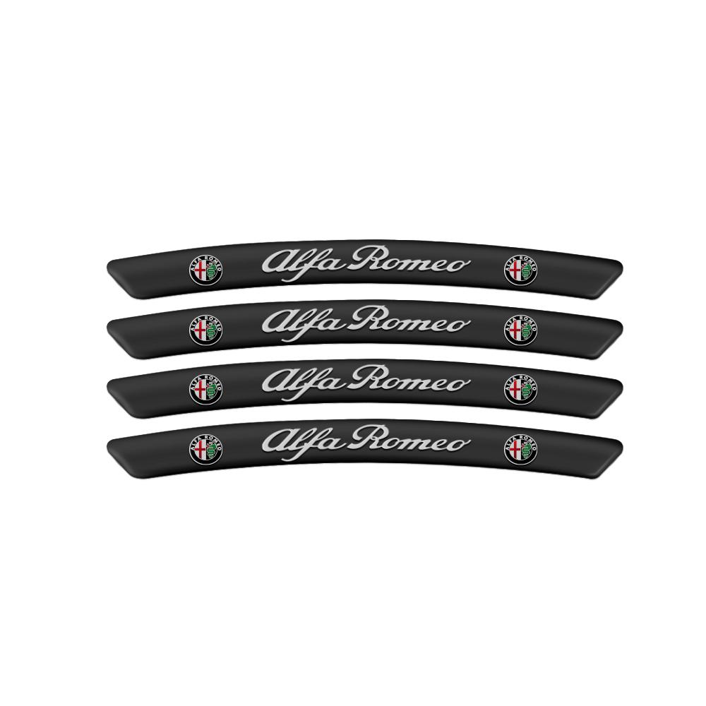 YYCE3 4pcs/set Aluminum Car Decal Sticker Wheels Rims Racing Car Stickers For Alfa Romeo 159 Giulietta Mito 147 Stelvio 156 Volante