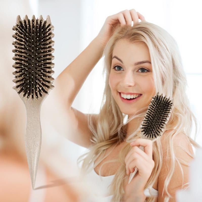 Spazzola Districante per Cuoio Capelluto Capelli Ricci Massaggio Cuoio Capelluto Pettine per Capelli Pettine a Cuscinetto d'Aria Setole Naturali Strumenti per lo Styling dei Capelli Strumenti da Barbiere