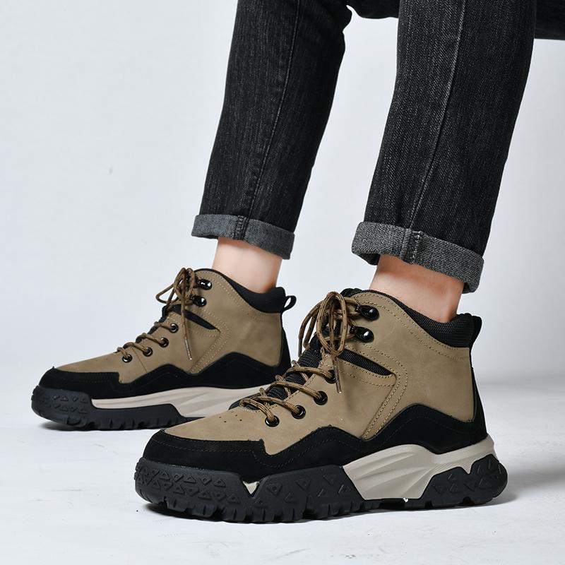 Fashion Men's Leather Sneakers High-top Casual Shoes