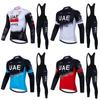 Mens Long Sleeve Cycling Jersey Set Road Bike Apparel UAE Team Inspired