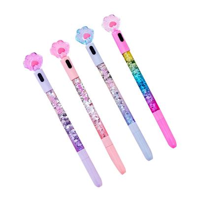 Kawaii Cat Claw Glowing Gel Pen Pióro świetlne LED Quicksand Kreatywne artykuły piśmiennicze Długopisy studenckie dla dzieci Dziewczęta Prezent