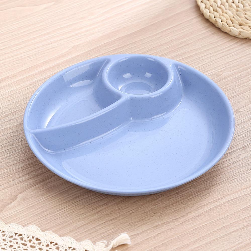 2pcs Household Round Food Plate Microwavable Thickened Divided Dinner Plate Plastic Fruit Serving Tray Salad