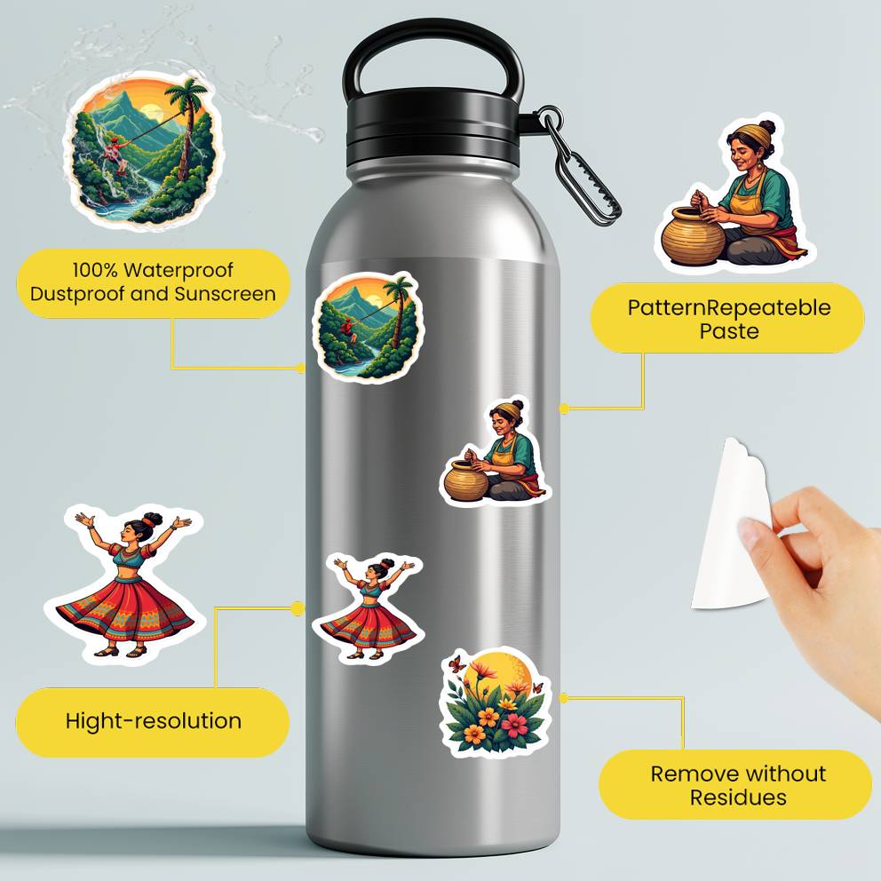 35pcs Cultural Nature Stickers Colorful Travel Stationery Stickers Scenic Stickers For Notebook Luggage Mobile Phone Cup DIY