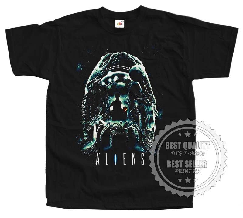 ALIENS Movie V6 T Shirt Tee BLACK Horror Movie Poster All Sizes S to 5XL 2XL