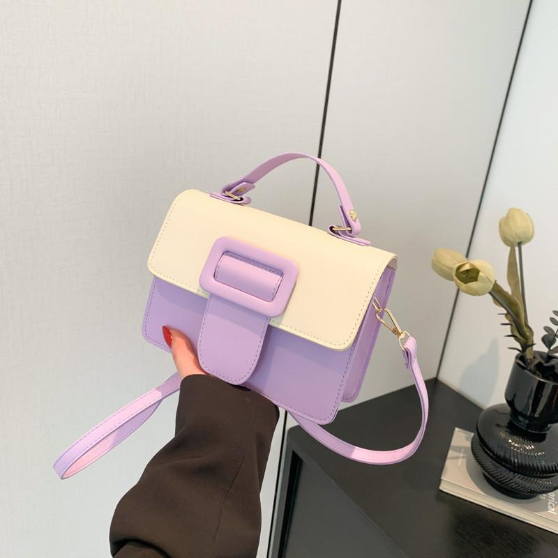 2024 Spring New Trendy Fashion Pu Shoulder Bag Street Style Crossbody Bag Women's Unique Design Chic Small Square Bag Black Blue Green Purple Orange