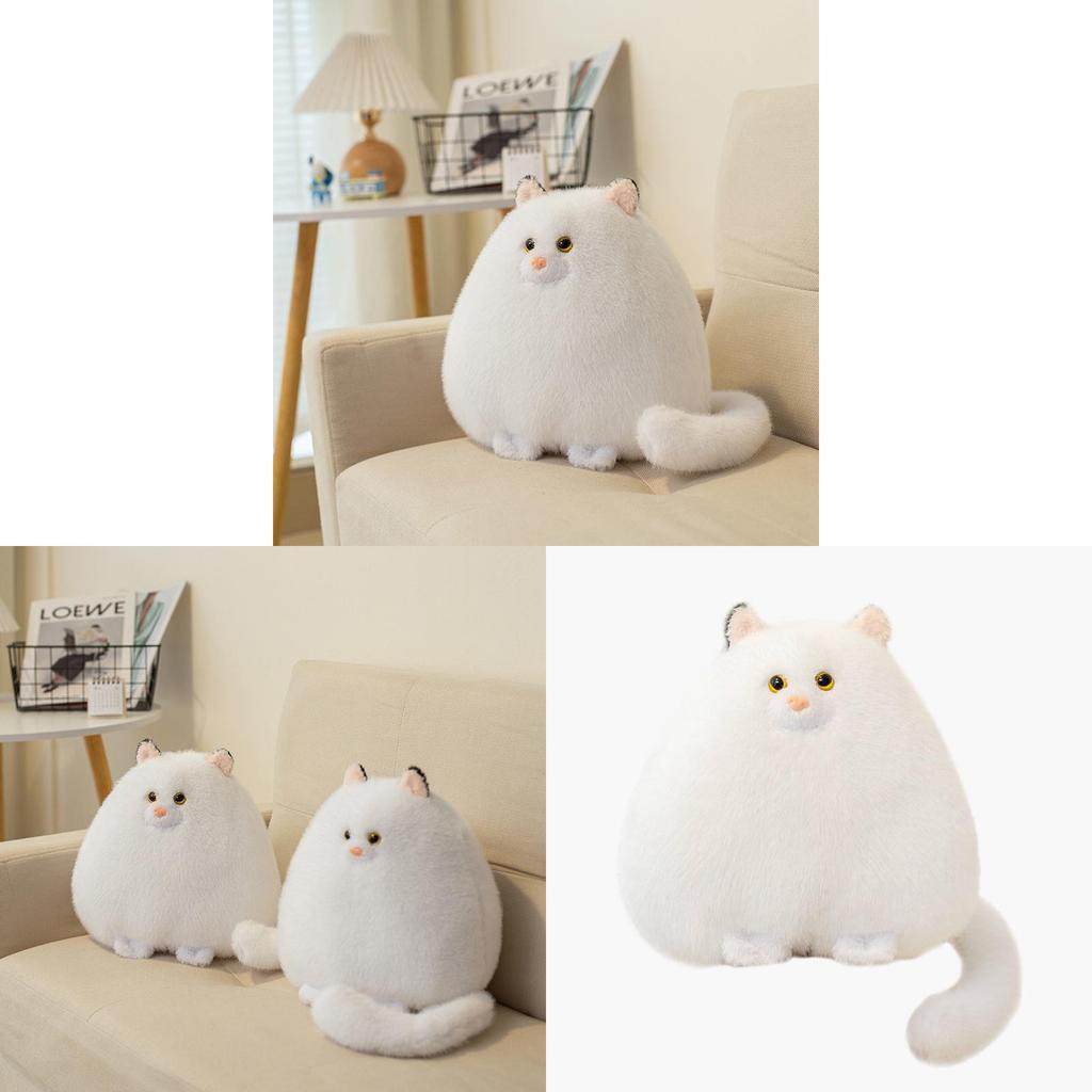 Peluche Gatto Persiano Bianco con Morcida Imbottitura in Cotone per Bambine e Bambini Regalo