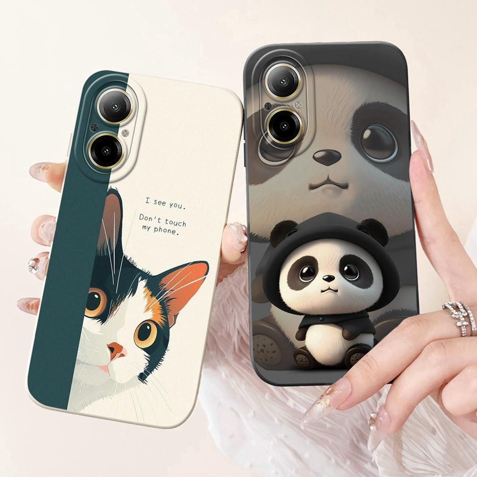 For Realme C67 4G Case RMX3890 Cute Panda Cartoon Cover Anti-Drop Phone Case For Realme C67 RealmeC67 4G Back Covers Soft Fundas