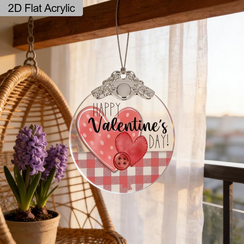 2D Flat 1pc Acrylic Valentine's Day Heart Button Car Hanging Ornament—Charming Accessory for Rearview Mirrors, Home Decor, and Backpacks