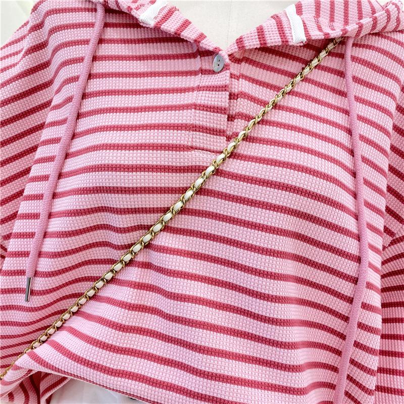 Women's Retro Striped Hooded Sweatshirt - Spring/Autumn 2021 Trend, College Style, Versatile & Loose Fit