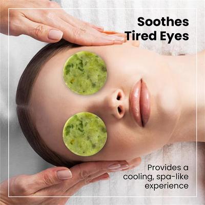 2 Stück Natürliche Jade Augenpads Gesichtsschönheit Hautpflege Massagegerät Kühl-/Wärmetherapie Augenmassagestein Anti-Falten Schwellungs-Tool