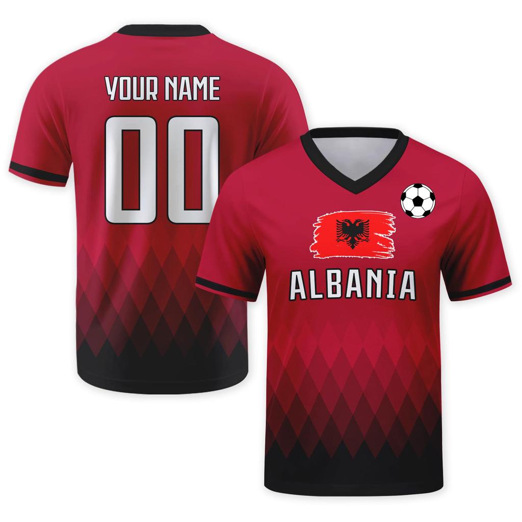 Customizable DIY Soccer Jersey Shirt with Team Print V Neck Short Sleeve Lightweight Breathable Sports Top for Adults Youth Men Women