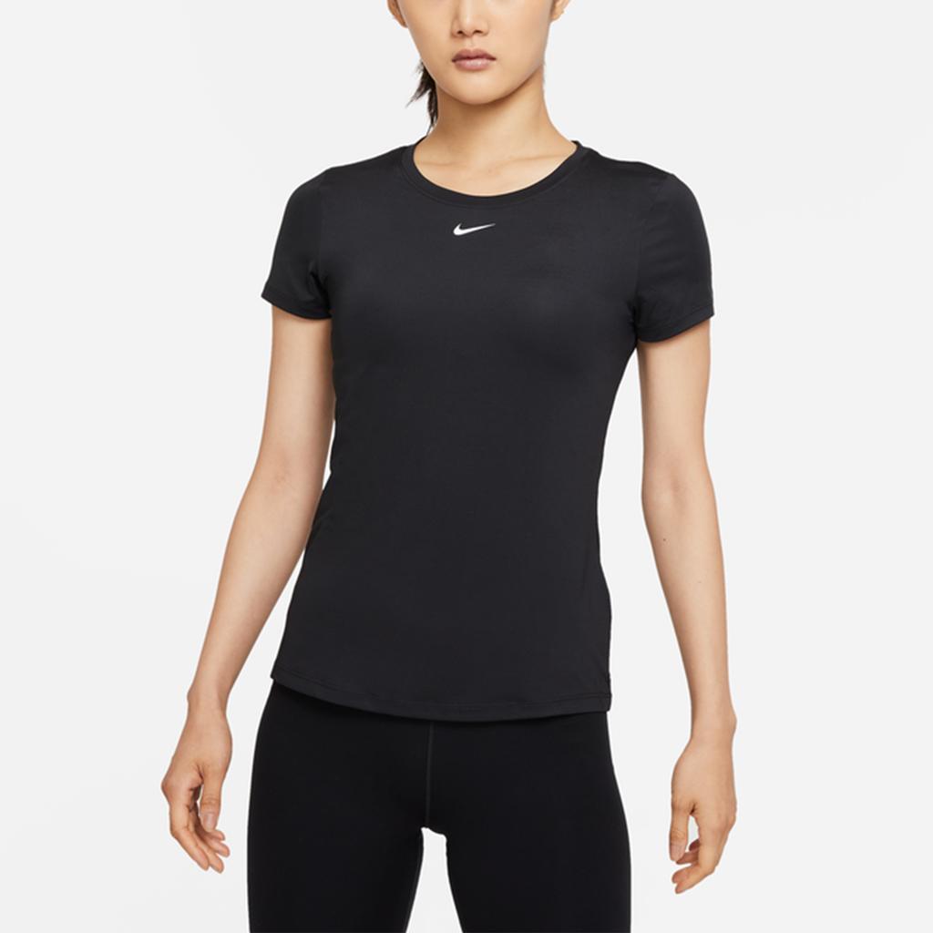Nike Dri-Fit One Solid Print Quick-Dry Sports Round Neck Short Sleeve T-Shirt Women Tops Black DD0627-010