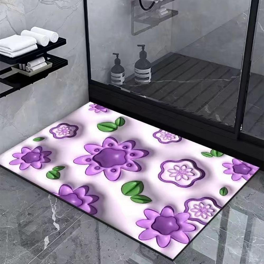 3D Three-dimensional Expansion Flower Soft Drain Floor Mat Bathroom Non-slip Mat Toilet Floor Mat