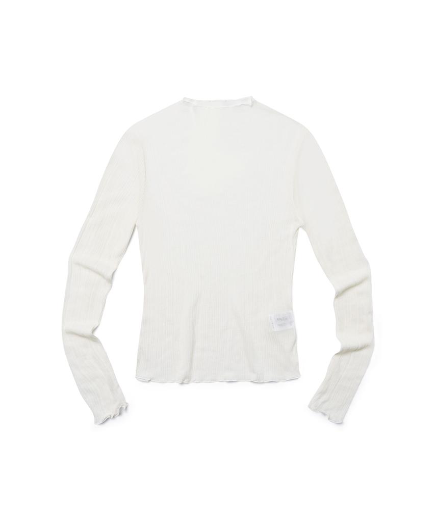 PLUNASTUDIO Mock Neck See-Through Top (Ivory)