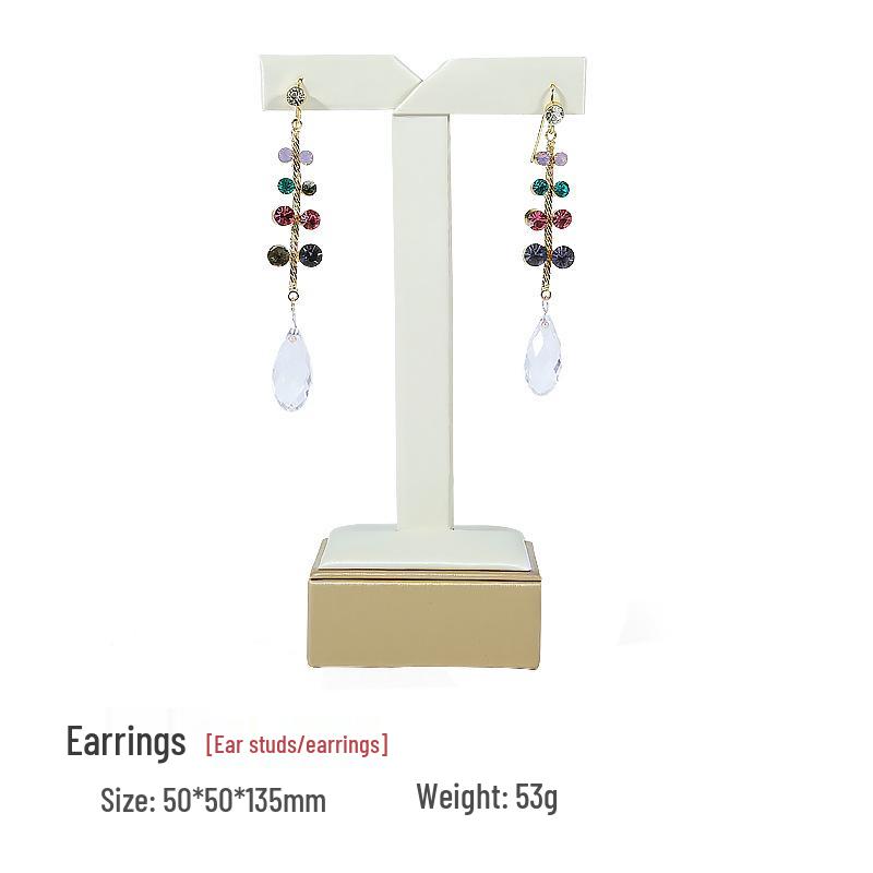 Beige PU Leather Jadeite Jewelry Display Stand for Rings and Pendants