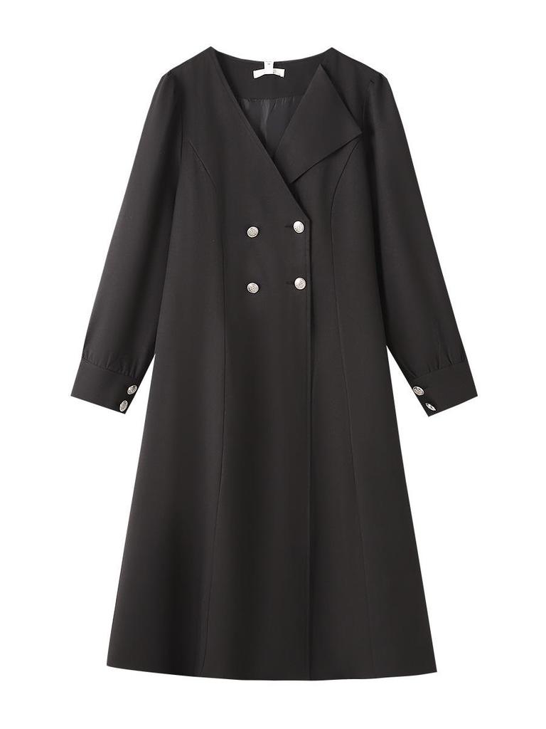 Plus Size Women's Mid-Length Korean Style Slimming Windbreaker Jacket for Autumn/Winter