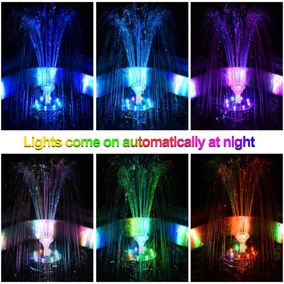 Pompa per Fontana Solare da 6,3 pollici, Pompa Acqua Fontana per Vasca Uccelli Solare da 3W Batteria Integrata 1500mAh, Fontana Solare LED con 6 Ugelli IPX8