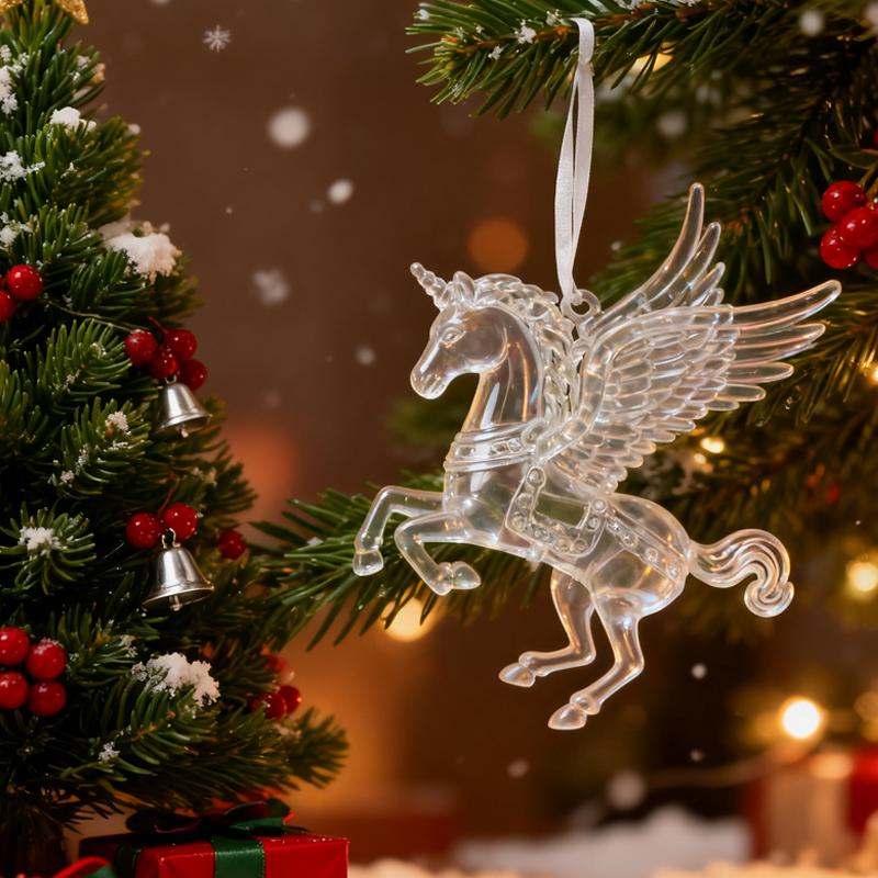 1/3pcs Acrylic Christmas Ornaments Flying Unicorn Elk Snowflake Xmas Tree Hanging Pendants 2026 New Year Home Decoration Gifts