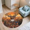 Vintage Sunset Deer Head,Round Area Rug,Carpet Rug for Living Room Bedroom Sofa Playroom Decor,Non-slip Floor Mat