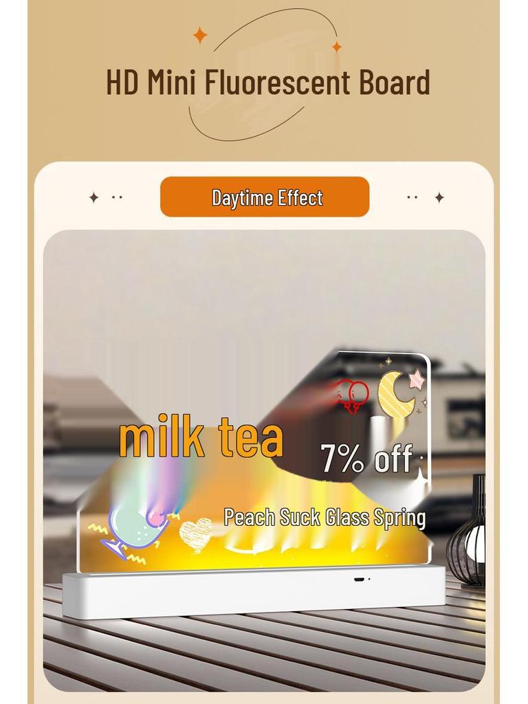 Erasable Fluorescent Acrylic Desktop Blackboard with Light