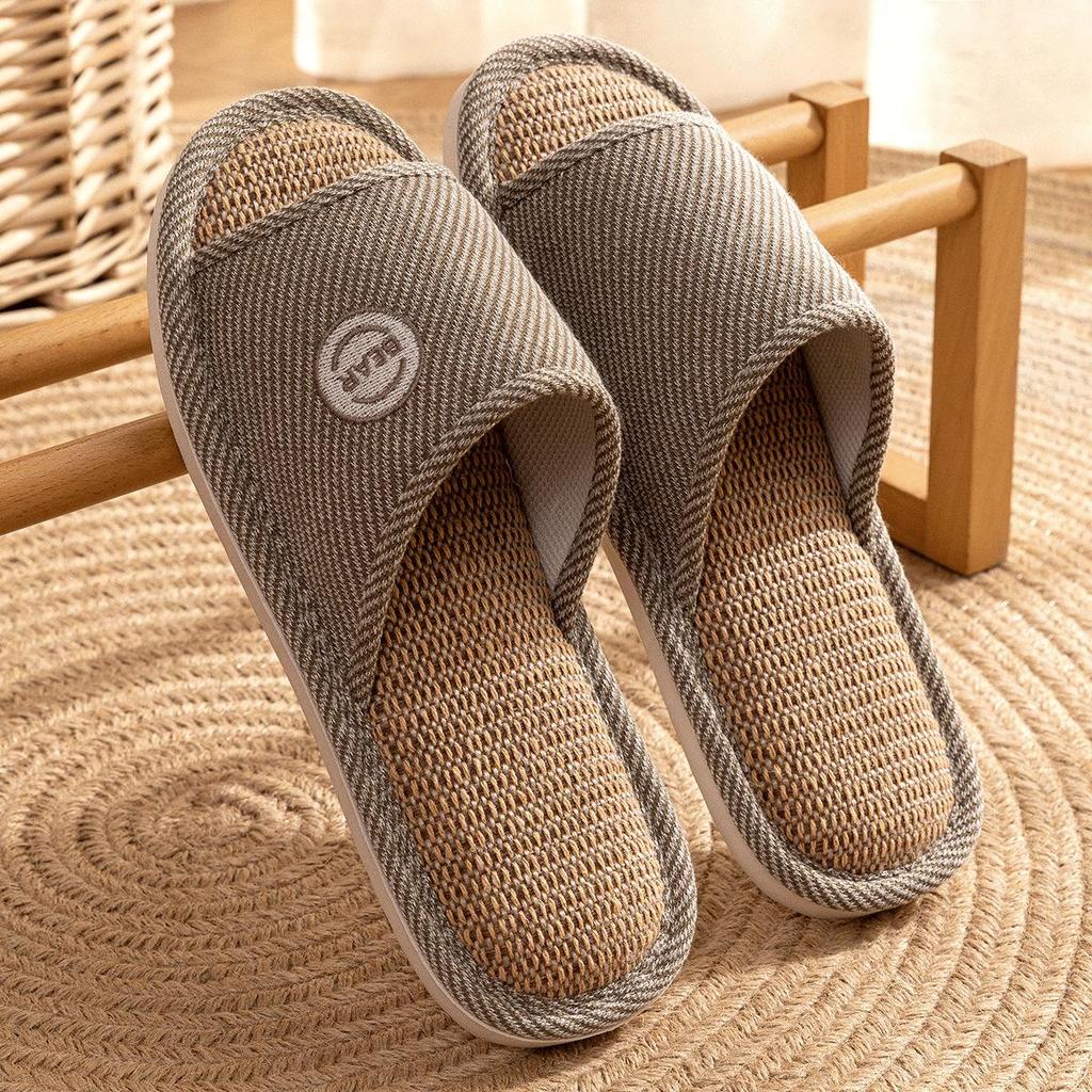 Jie Liya Unisex Linen Slippers - Sweat-Absorbent, Silent, All-Season Indoor Use