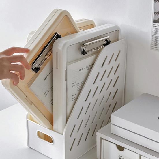 Multi-Function Exam Folder with Clip A4 Document Organizer Transparent Waterproof Writing Board Portable File Folder